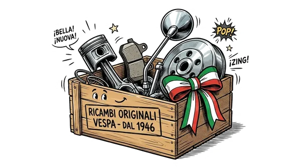 Olasz alkatrészek képregény illusztráció